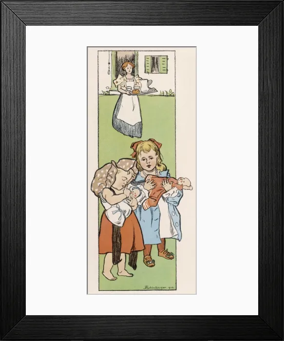 Framed Print : Girls in Garden 1902 Framed Print : Girls in Garden 1902