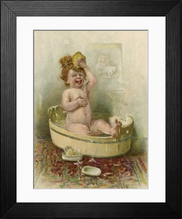 Framed Print : Babys Bath Time Framed Print : Babys Bath Time