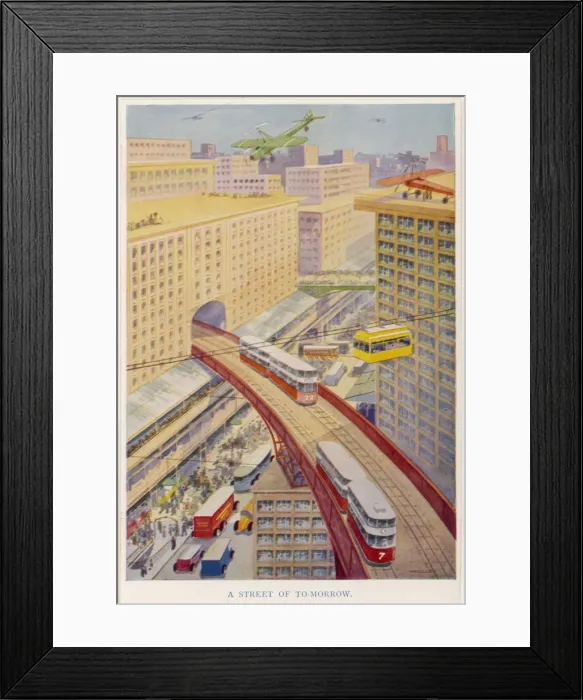 Framed Print : Futuristic city with a range of transport options Framed Print : Futuristic city with a range of transport options