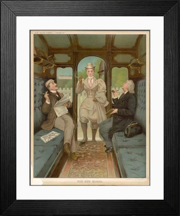 Framed Print : Cigarette smoking woman gets into a compartment Framed Print : Cigarette smoking woman gets into a compartment