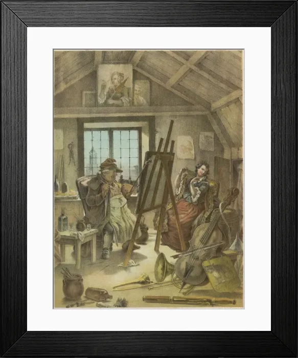 Framed Print : An artist named Moritz at work in his studio Framed Print : An artist named Moritz at work in his studio