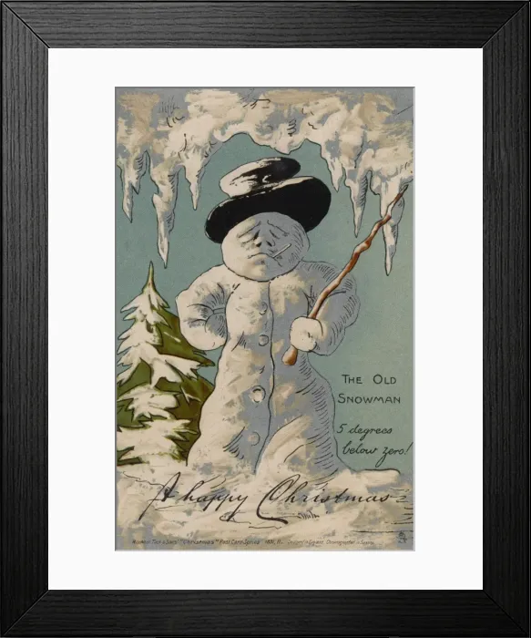 Framed Print : An old snowman says Happy Christmas Framed Print : An old snowman says Happy Christmas