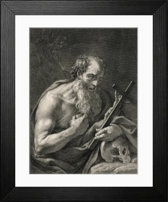 Framed Print : Saint Jerome, theologian, with crucifix and skull Framed Print : Saint Jerome, theologian, with crucifix and skull