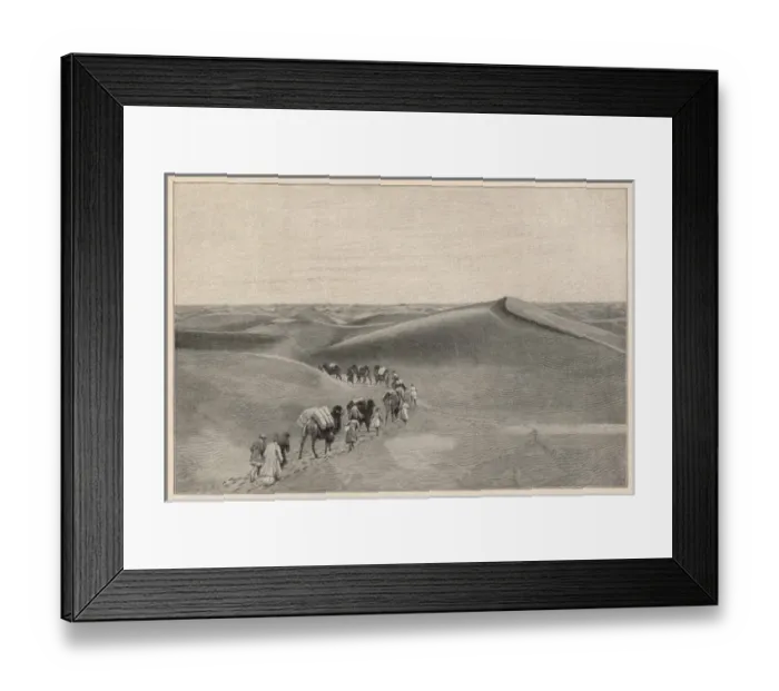 Framed Print : Camel train in Central Asian desert Framed Print : Camel train in Central Asian desert
