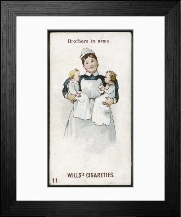 Framed Print : Twin babies with their nanny Framed Print : Twin babies with their nanny