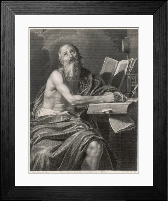 Framed Print : Saint Jerome, theologian, writing in his cell Framed Print : Saint Jerome, theologian, writing in his cell
