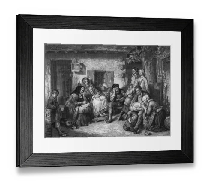 Framed Print : Settlers in Canada observing the Sabbath Framed Print : Settlers in Canada observing the Sabbath