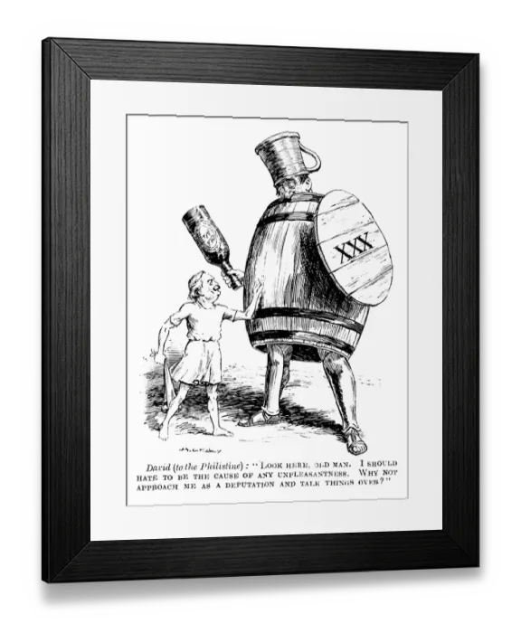 Framed Print : Cartoon satire on Lloyd George and the drink trade Framed Print : Cartoon satire on Lloyd George and the drink trade
