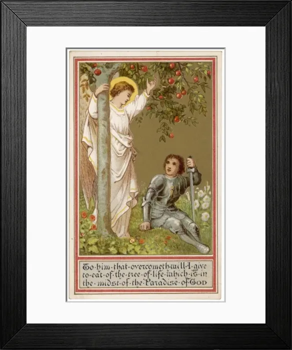 Framed Print : Religious card with quotation from Revelation 2: 7 Framed Print : Religious card with quotation from Revelation 2: 7