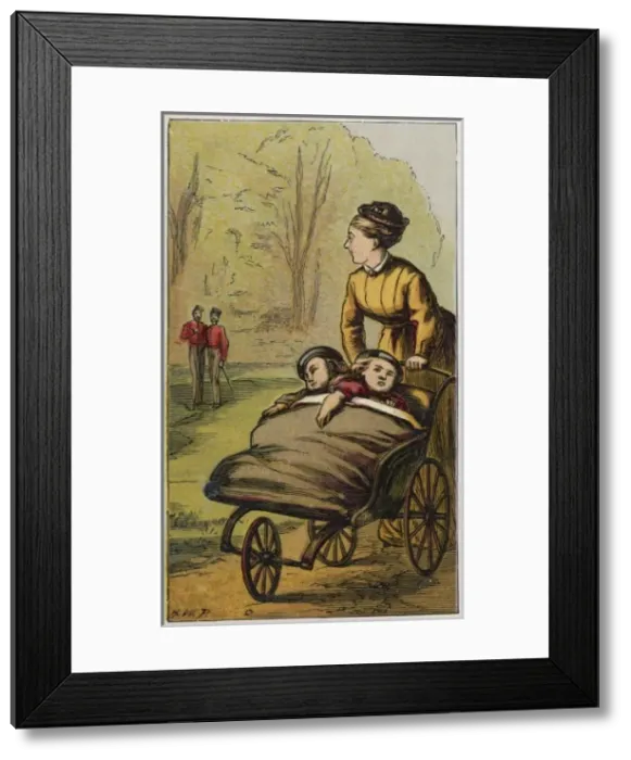 Framed Print : Nurse with Kids in Pram Framed Print : Nurse with Kids in Pram