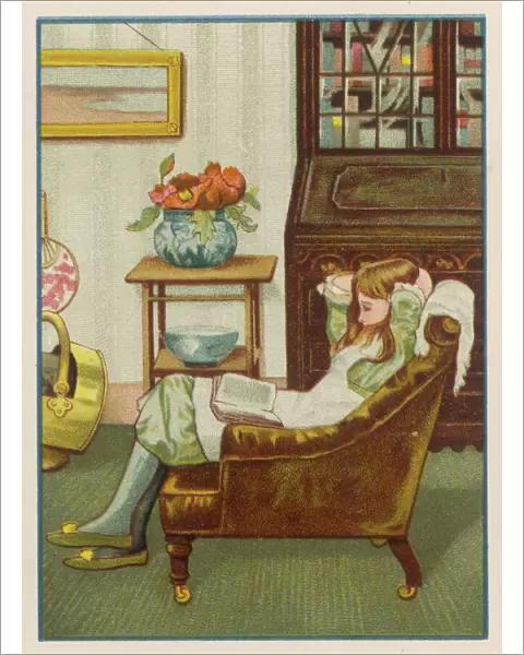 Girl Reads in Armchair