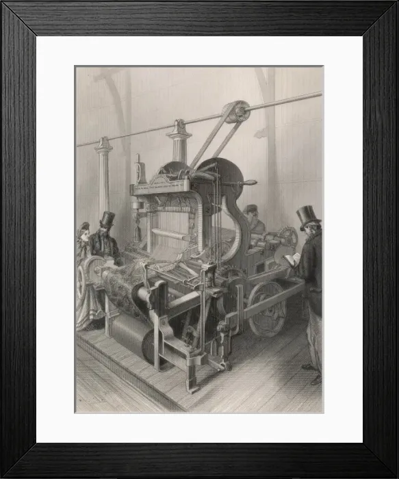 Framed Print : MOXONs CARPET LOOM 1862 Framed Print : MOXONs CARPET LOOM 1862