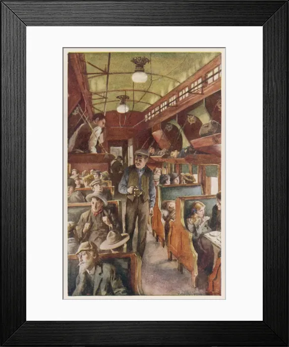 Framed Print : Settlers in Rail Coach Framed Print : Settlers in Rail Coach