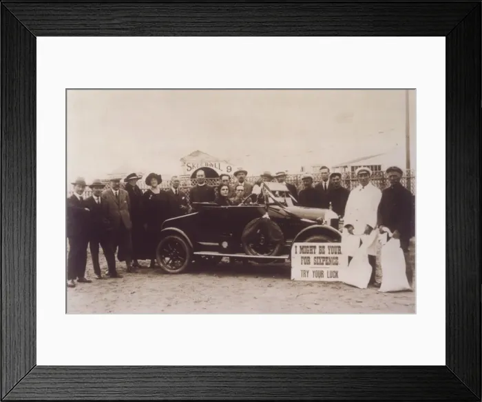 Framed Print : Raffling a Morris Car Framed Print : Raffling a Morris Car