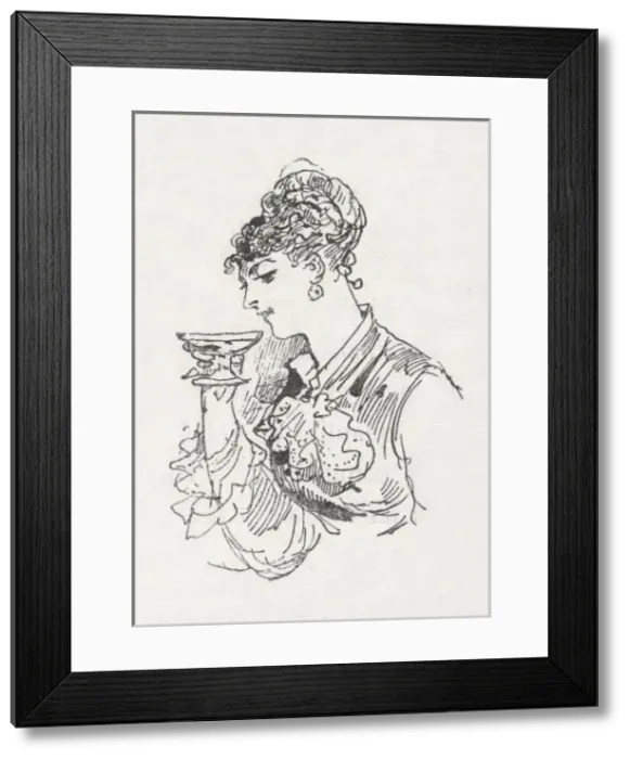 Framed Print : Lady Sips Champagne 1878 Framed Print : Lady Sips Champagne 1878