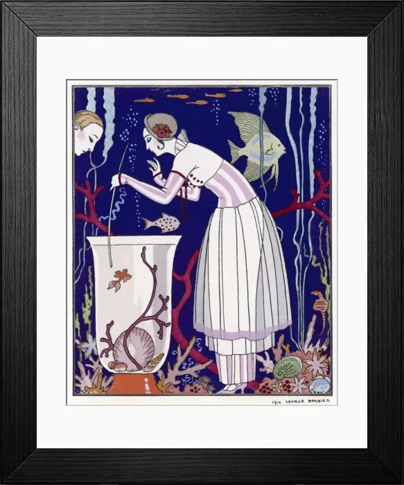 Framed Print : Woman and Fish Tank Framed Print : Woman and Fish Tank