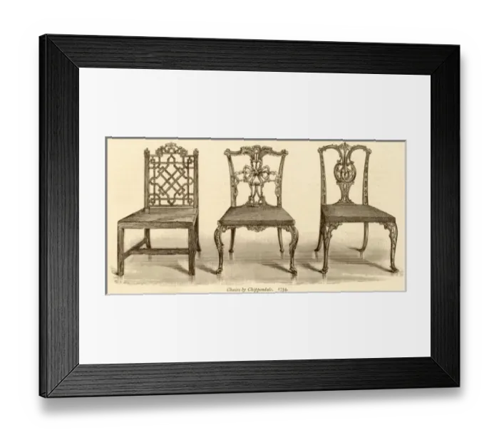 Framed Print : 3 Chairs Chippendale Framed Print : 3 Chairs Chippendale