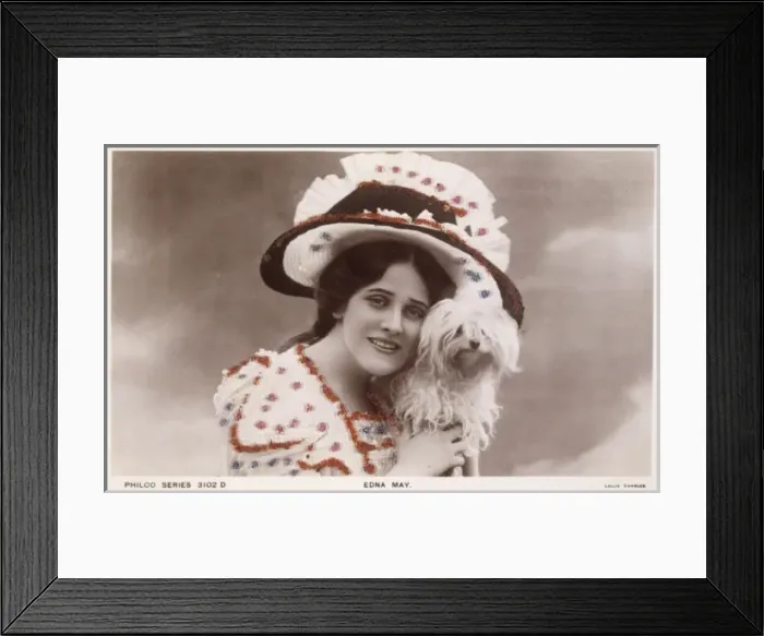 Framed Print : Edna May / Dog / Postcard Framed Print : Edna May / Dog / Postcard