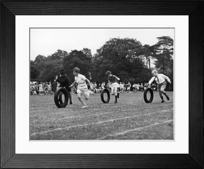 Framed Print : Sports Day Tyres 1970S Framed Print : Sports Day Tyres 1970S
