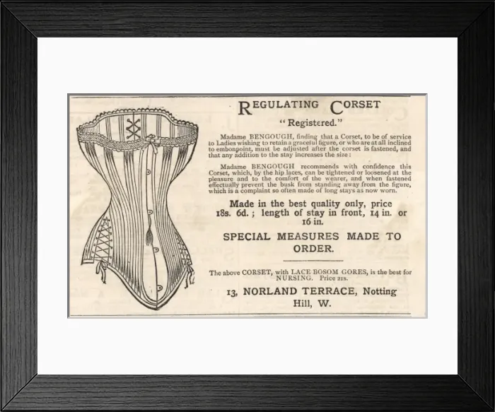 Framed Print : Corset Advert Framed Print : Corset Advert