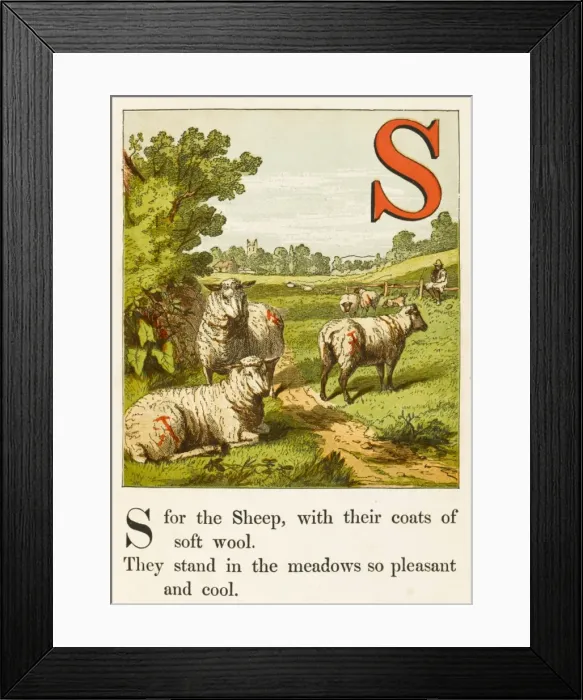 Framed Print : Sheep and Shepherd 1867 Framed Print : Sheep and Shepherd 1867