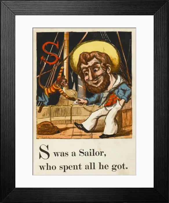 Framed Print : British Sailor, Monkey Framed Print : British Sailor, Monkey