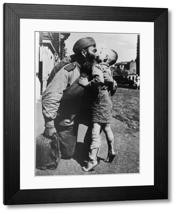 Framed Print : Russian Soldier Returns Framed Print : Russian Soldier Returns