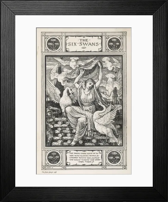 Framed Print : The Six Swans Crane Framed Print : The Six Swans Crane