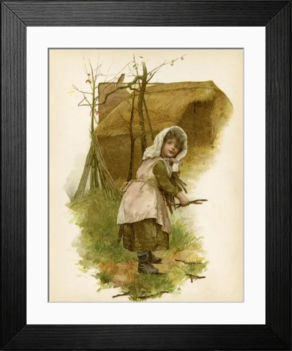 Framed Print : Girl Gathers Twigs 1890 Framed Print : Girl Gathers Twigs 1890
