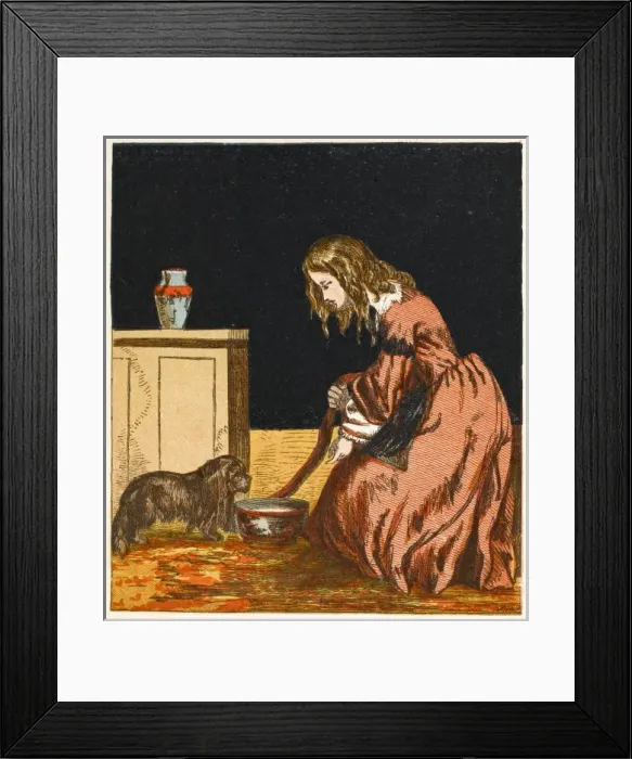 Framed Print : Girl and Dog 1867 Framed Print : Girl and Dog 1867