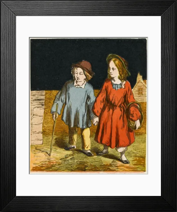 Framed Print : Girl & Blind Boy 1867 Framed Print : Girl & Blind Boy 1867