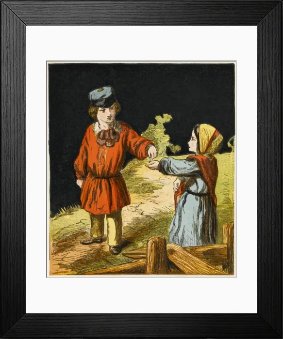 Framed Print : Boy Buys Milk from Girl Framed Print : Boy Buys Milk from Girl