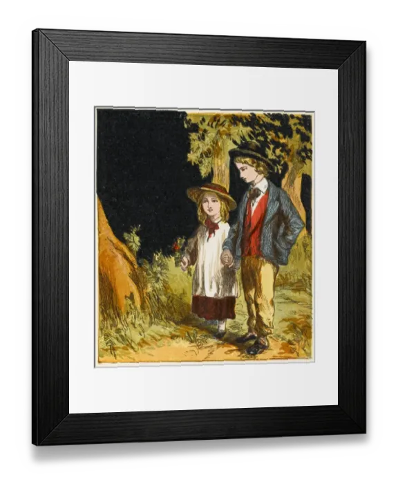 Framed Print : Boy & Girl Country Walk