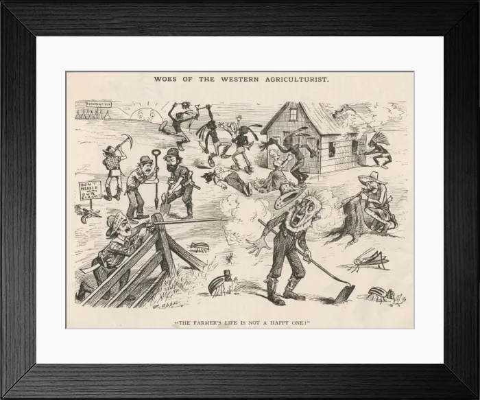 Framed Print : Satire Early US Farmer Framed Print : Satire Early US Farmer