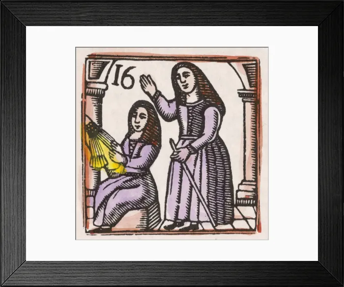 Framed Print : C17 Lace Making  /  Woodcut