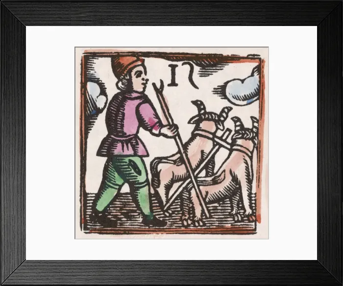 Framed Print : C17 Ploughing / Woodcut Framed Print : C17 Ploughing / Woodcut