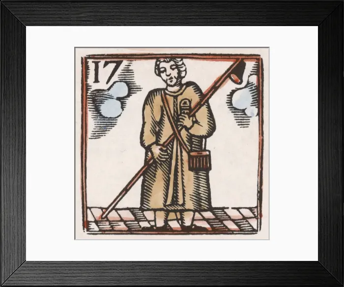 Framed Print : C17 Lamplighter / Woodcut Framed Print : C17 Lamplighter / Woodcut