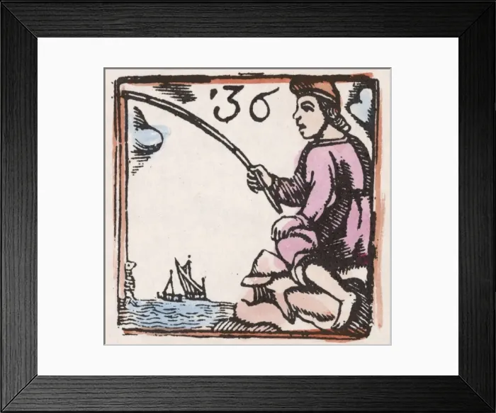 Framed Print : C17 Fishing / Woodcut / 36 Framed Print : C17 Fishing / Woodcut / 36