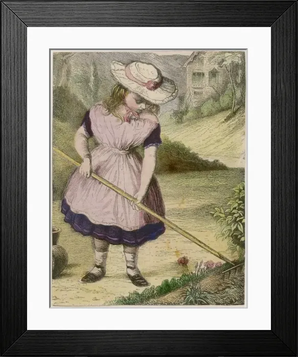 Framed Print : Raking a Flower Bed Framed Print : Raking a Flower Bed