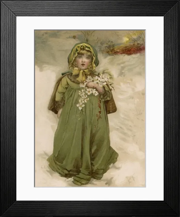 Framed Print : Girl / Roses in Snow 1880 Framed Print : Girl / Roses in Snow 1880