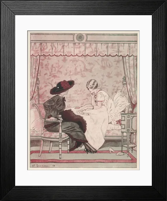 Framed Print : Reading Cards in Bed Framed Print : Reading Cards in Bed