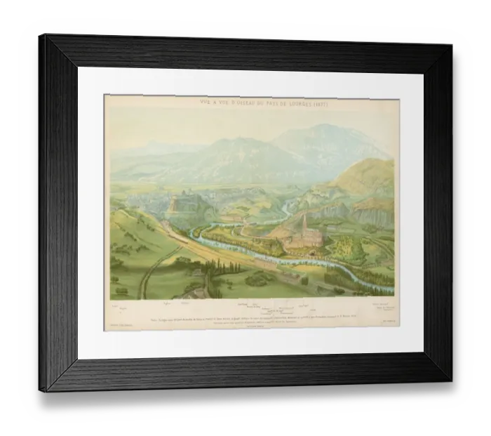 Framed Print : Lourdes  /  View in 1877