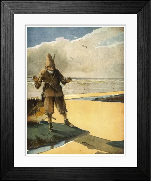 Framed Print : Crusoe Sees Footprints Framed Print : Crusoe Sees Footprints