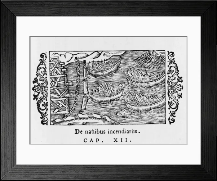 Framed Print : Using Fireships / 1555 Framed Print : Using Fireships / 1555