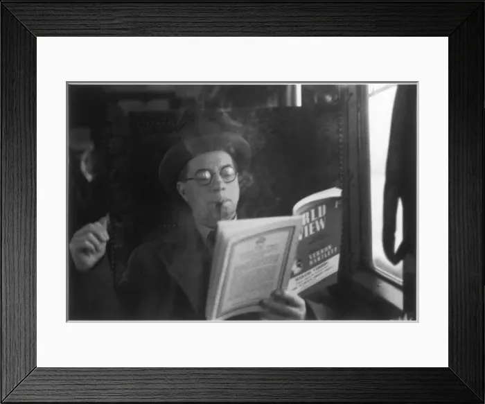 Framed Print : Man Smoking on Train Framed Print : Man Smoking on Train