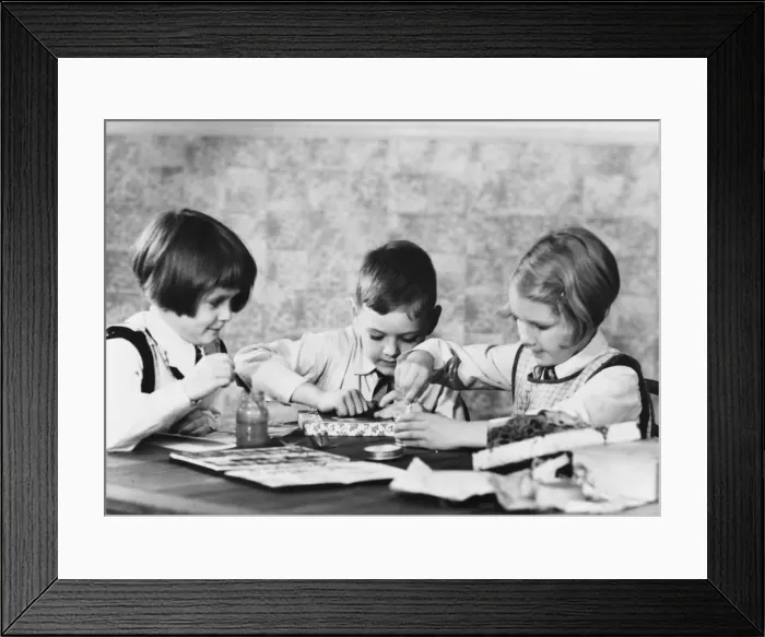 Framed Print : Children Wrap Presents Framed Print : Children Wrap Presents