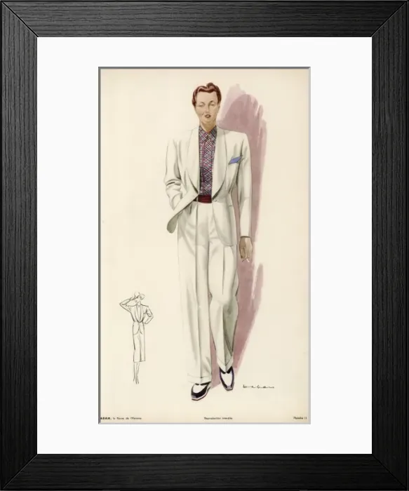 Framed Print : White Trouser Suit 1939 Framed Print : White Trouser Suit 1939