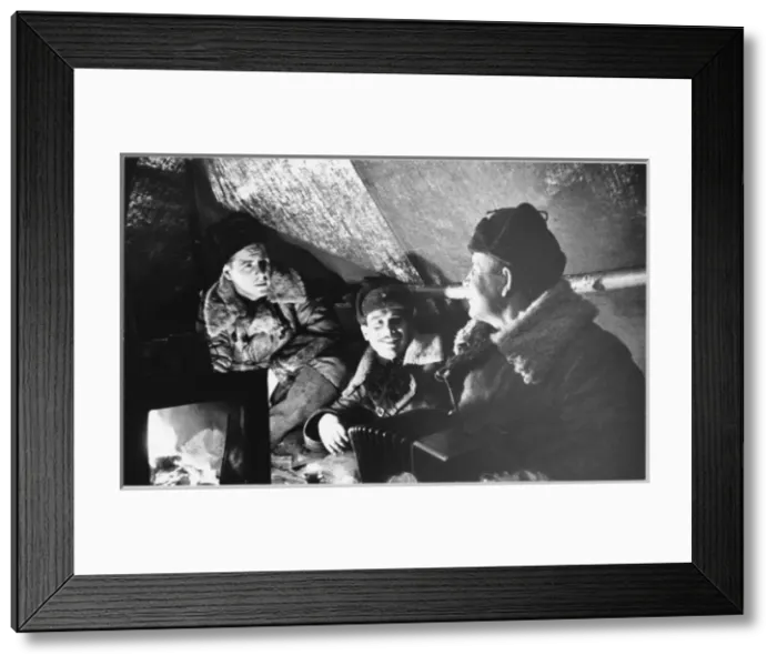 Framed Print : Soldiers in Dug-Out Framed Print : Soldiers in Dug-Out
