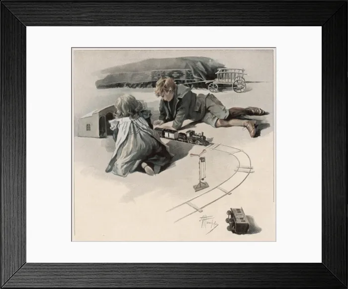 Framed Print : Playing with Model Train Framed Print : Playing with Model Train