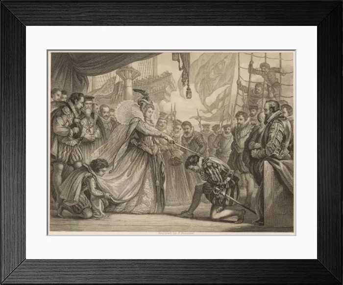 Framed Print : Drake Knighted / 1581 / Mono Framed Print : Drake Knighted / 1581 / Mono